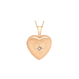 9K Rose Gold Diamond Set Heart Locket