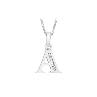 9K White Gold Cubic Zirconia 'A' Initial Pendant