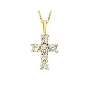 9K Yellow Gold CZ Cross Pendant