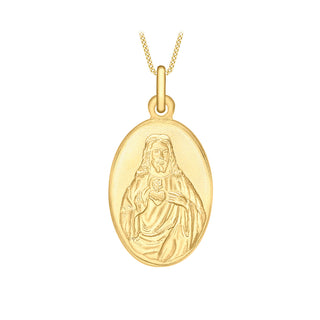 9K Yellow Gold Jesus Sacred Heart Medalion Pendant