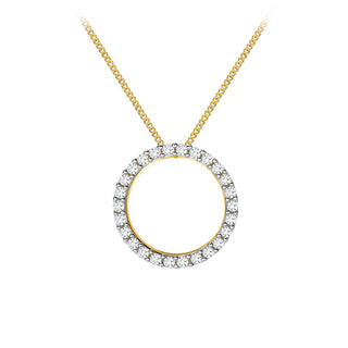 9K Yellow Gold CZ Circle Slider Pendant