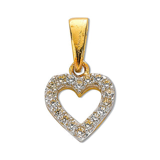 9K Yellow Gold CZ Heart Pendant