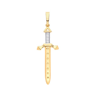 9K 2 Colour Gold Highland Claymore Sword Pendant