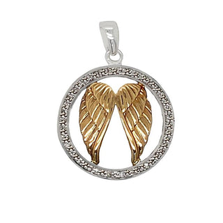 9K Yellow & White Gold Angel Wings Pendant