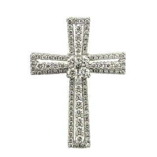 18K White Gold 1.04ct Diamond Cross Pendant