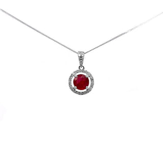 9ct White Gold Ruby And Diamond Pendant