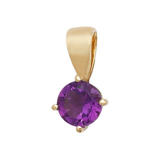 9ct Yellow Gold Round Amethyst Pendant