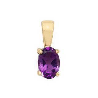 9ct Yellow Gold Oval Amethyst Pendant