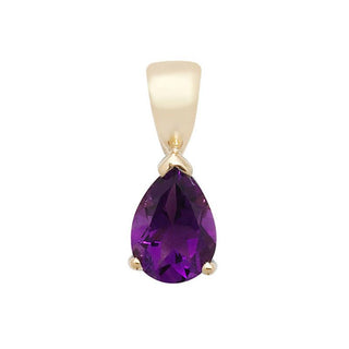 9K Yellow Gold Pear Amethyst Pendant