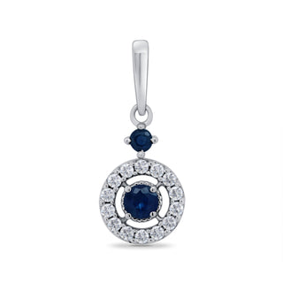 White Gold Sapphire and Diamond Pendant