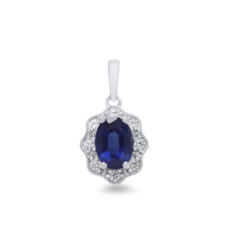 9ct White Gold Sapphire and Diamond Pendant