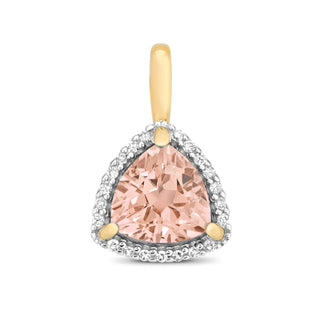 9ct Rose Gold Trillion Cut Morganite and Diamond Pendant