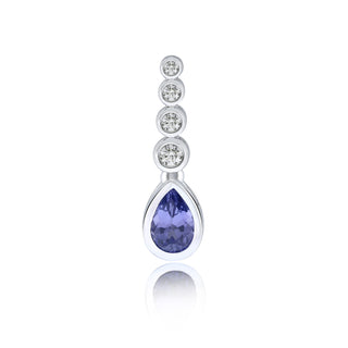 9ct White Gold Tanzanite & Diamond Pendant