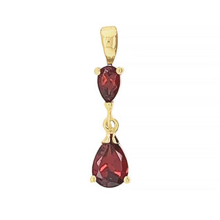 9K Yellow Gold Pear Cut Garnet Pendant