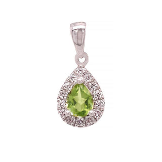 9K White Gold Peridot & Diamond Pendant