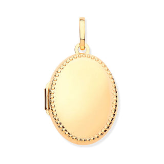 9K Yellow Gold Milgrain Edge Oval Locket