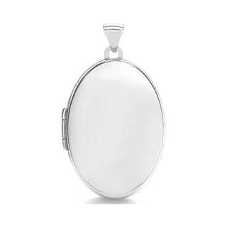 9K White Gold Oval Shaped Plain Locket