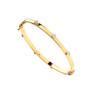 9K Yellow Gold Hollow Cubic Zirconia Baby Bangle