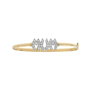 9K Yellow Gold Cubic Zirconia 'Mum' Bangle