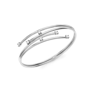 9K White Gold CZ Double-Tube Crossover Bangle