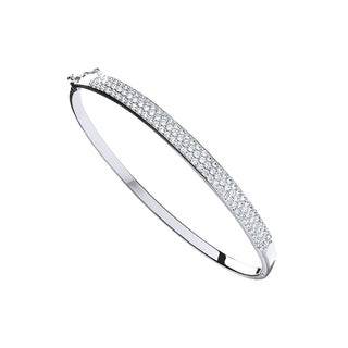 9K White Gold Pave Set CZ Bangle