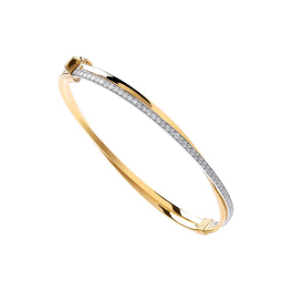 9K Yellow Gold Cubic Zirconia Bangle