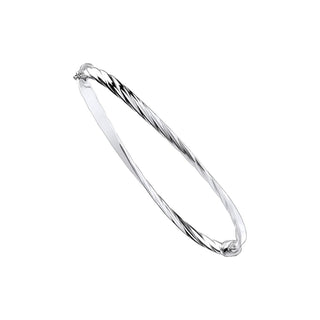 9K White Gold Plain & Twisted 4mm Twist Bangle