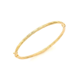 9K Yellow Gold 3mm Twist Oval Baby Bangle