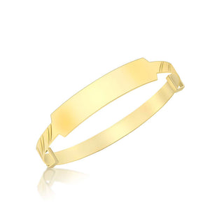 9K Yellow Gold Plain ID Oblique Baby Bangle