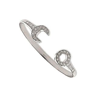 9K White Gold CZ Baby Spanner Bangle