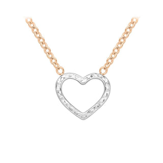 9K 2-Colour Gold Diamond Cut Heart Adjustable Necklace