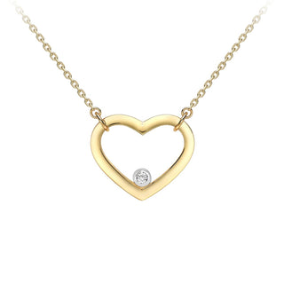 9K 2-Colour Gold CZ & Open Heart Necklace