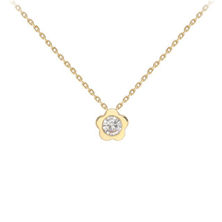 9K Yellow Gold CZ Flower Adjustable Necklace
