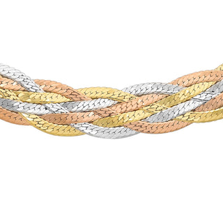 9K 3-Colour Gold 6-Plait Textured Herringbone Necklace