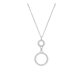 9K White Gold Double CZ Rings Necklace