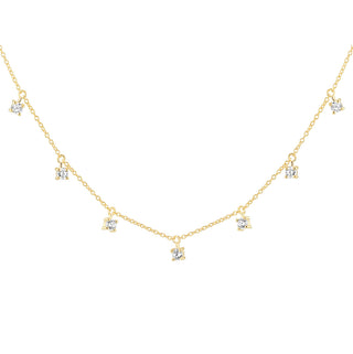 9K Yellow Gold CZ Droplet Necklace/ 17"+1"