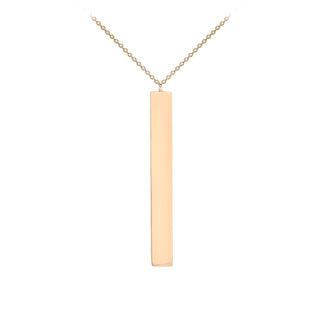 9K Rose Gold Large Vertical Bar Necklace