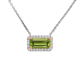 9K 2-Colour Gold Peridot & Diamond Necklace