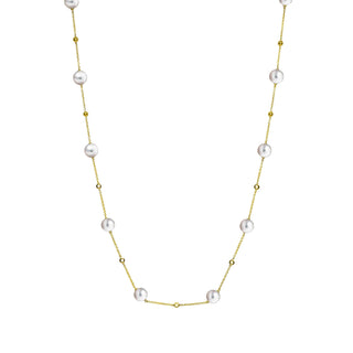 9K Yellow Gold Freshwater Pearl & Diamond Chain Necklace /20