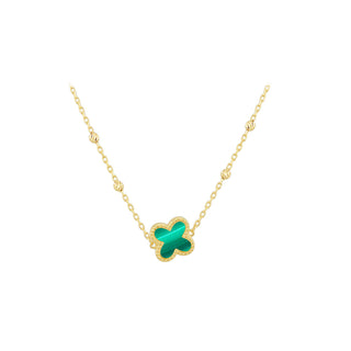 9K Yellow Gold Malachite Petal Necklace/ 16+1'