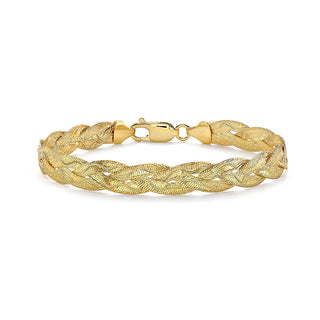 9K Yellow Gold Woven Herringbone Bracelet 7"