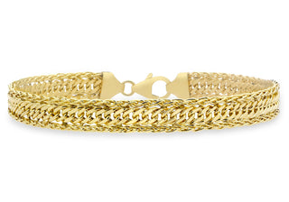 9K Yellow Gold Diamond Cut Curb Spiga Bracelet 7"