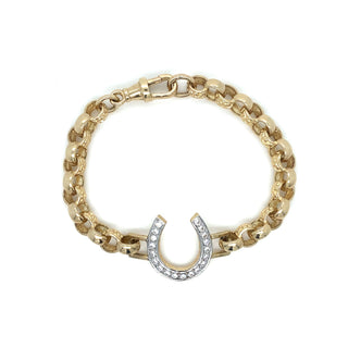 9K Yellow Gold Cubic Zirconia Horseshoe Bracelet 6.25"