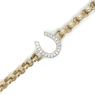 9K Yellow Gold Cubic Zirconia Horseshoe Bracelet 6.25"