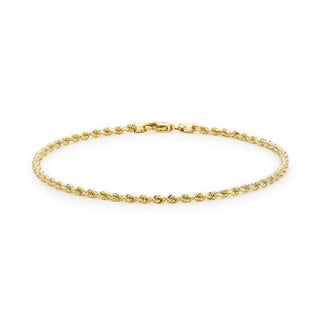 9K Yellow Gold 30 Diamond Cut Rope Anklet /10’’