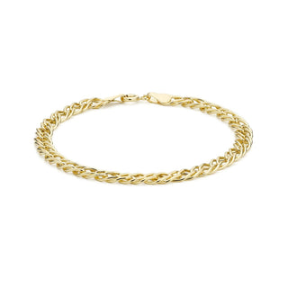 9K Yellow Gold 5mm Hollow Double-Curb Bracelet /7"