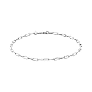 9K White Gold Small Paper Chain Bracelet/ 7.25"