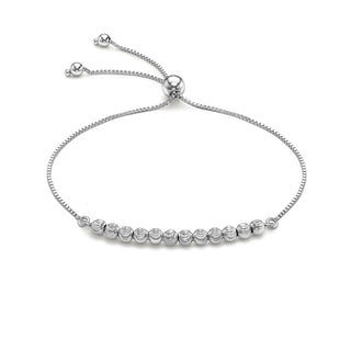 9K White Gold Ball + Chain Bracelet