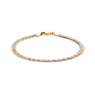 9K 3 Colour Gold Herringbone Chain Bracelet