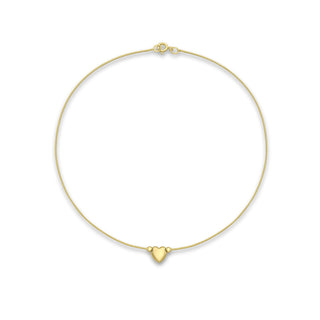 9K Yellow Gold Box Single Heart Chain Bracelet/ 9.5"